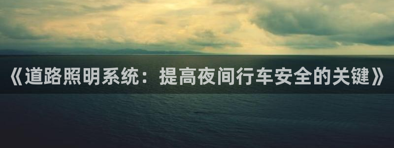 千亿国际是什么平台公司:《道路照明系统:提高夜间行车安全的关键》